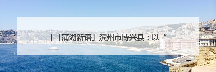 「蒲湖新语」滨州市博兴县：以“小切口”做好数字惠民“大文章”