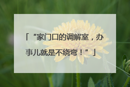 “家门口的调解室，办事儿就是不绕弯！”