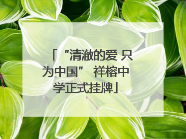 “清澈的爱 只为中国” 祥榕中学正式挂牌