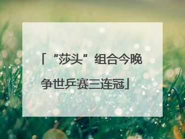 “莎头”组合今晚争世乒赛三连冠