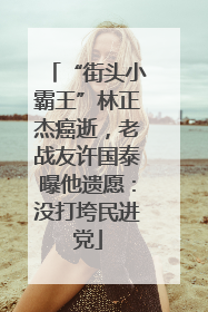 “街头小霸王”林正杰癌逝，老战友许国泰曝他遗愿：没打垮民进党