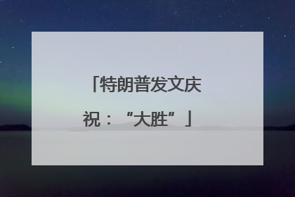 特朗普发文庆祝：“大胜”