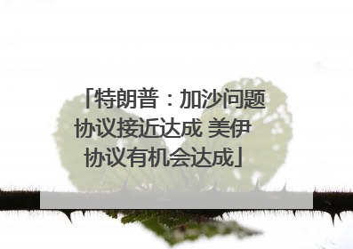 特朗普：加沙问题协议接近达成 美伊协议有机会达成