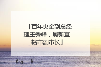 百年央企副总经理王秀峰，履新直辖市副市长