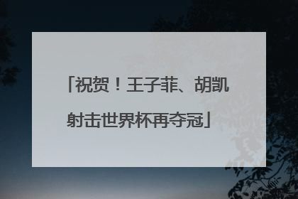 祝贺！王子菲、胡凯射击世界杯再夺冠
