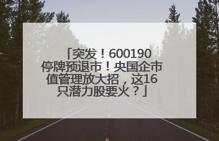 突发！600190停牌预退市！央国企市值管理放大招，这16只潜力股要火？