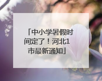 中小学暑假时间定了！河北1市最新通知