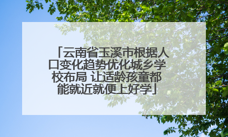 云南省玉溪市根据人口变化趋势优化城乡学校布局 让适龄孩童都能就近就便上好学