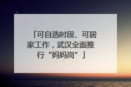 可自选时段、可居家工作，武汉全面推行“妈妈岗”