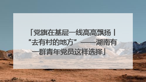 党旗在基层一线高高飘扬丨“去有村的地方”——湖南有一群青年党员这样选择