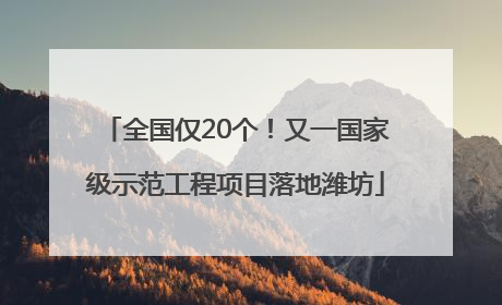 全国仅20个！又一国家级示范工程项目落地潍坊