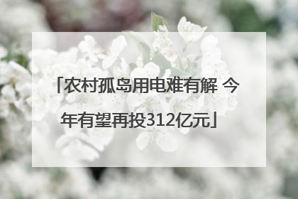 农村孤岛用电难有解 今年有望再投312亿元