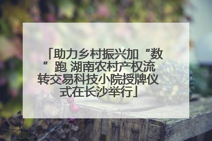 助力乡村振兴加“数”跑 湖南农村产权流转交易科技小院授牌仪式在长沙举行