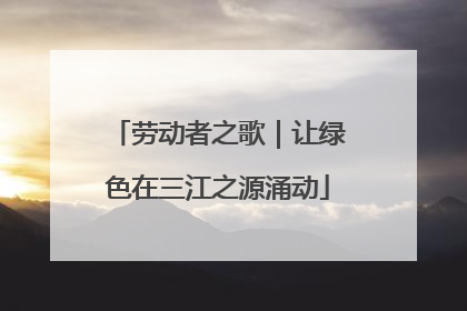 劳动者之歌｜让绿色在三江之源涌动