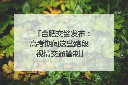 合肥交警发布：高考期间这些路段视情交通管制