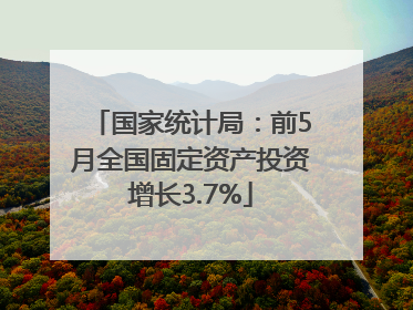 国家统计局：前5月全国固定资产投资增长3.7%