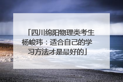 四川绵阳物理类考生杨峻玮：适合自己的学习方法才是最好的
