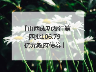 山西成功发行第四批106.79亿元政府债券