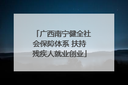 广西南宁健全社会保障体系 扶持残疾人就业创业