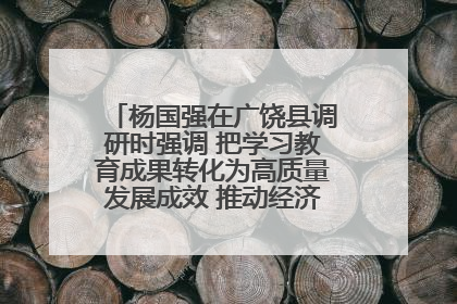 杨国强在广饶县调研时强调 把学习教育成果转化为高质量发展成效 推动经济稳健向好进中提质