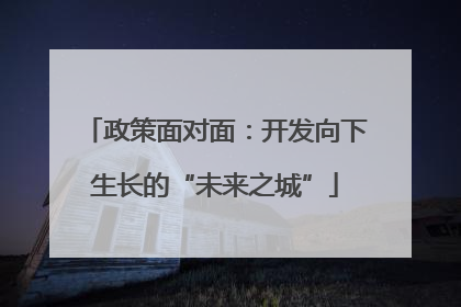 政策面对面：开发向下生长的“未来之城”