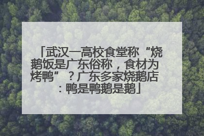 武汉一高校食堂称“烧鹅饭是广东俗称，食材为烤鸭”？广东多家烧鹅店：鸭是鸭鹅是鹅