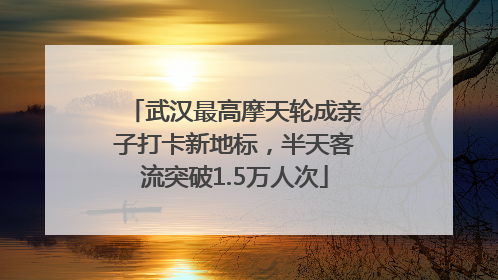 武汉最高摩天轮成亲子打卡新地标，半天客流突破1.5万人次