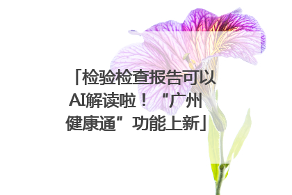 检验检查报告可以AI解读啦！“广州健康通”功能上新