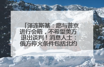泽连斯基：愿与普京进行会晤，不希望美方退出谈判！消息人士：俄方停火条件包括北约“书面”保证不东扩