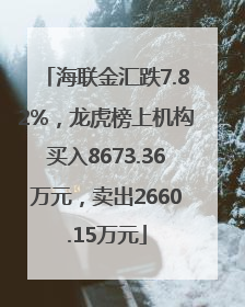 海联金汇跌7.82%，龙虎榜上机构买入8673.36万元，卖出2660.15万元
