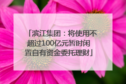滨江集团：将使用不超过100亿元暂时闲置自有资金委托理财