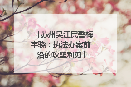 苏州吴江民警梅宇骁：执法办案前沿的攻坚利刃