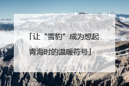 让“雪豹”成为想起青海时的温暖符号