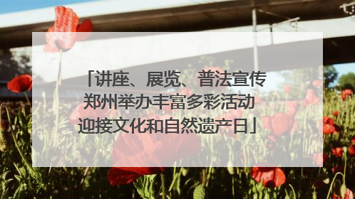讲座、展览、普法宣传 郑州举办丰富多彩活动迎接文化和自然遗产日