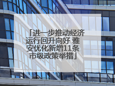 进一步推动经济运行回升向好 雅安优化新增11条市级政策举措