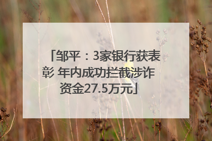 邹平：3家银行获表彰 年内成功拦截涉诈资金27.5万元