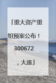 重大资产重组预案公布！300672，大涨