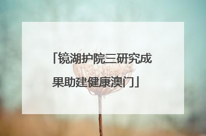 镜湖护院三研究成果助建健康澳门