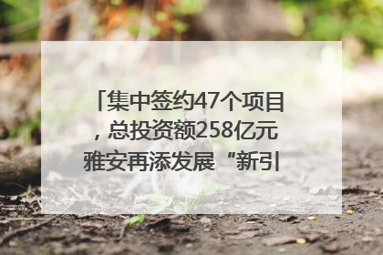 集中签约47个项目，总投资额258亿元 雅安再添发展“新引擎”｜数读西投