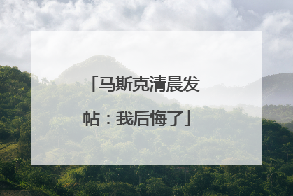 马斯克清晨发帖：我后悔了