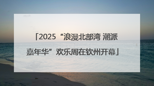 2025“浪漫北部湾 潮派嘉年华”欢乐周在钦州开幕